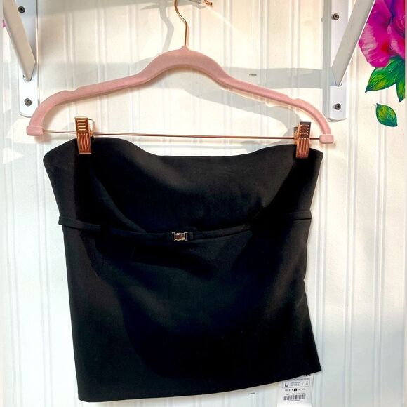 NWT Zara Elegant Black Strapless Women's Top Sz L - Picture 3 of 8